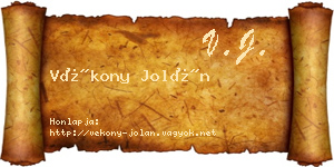 Vékony Jolán névjegykártya